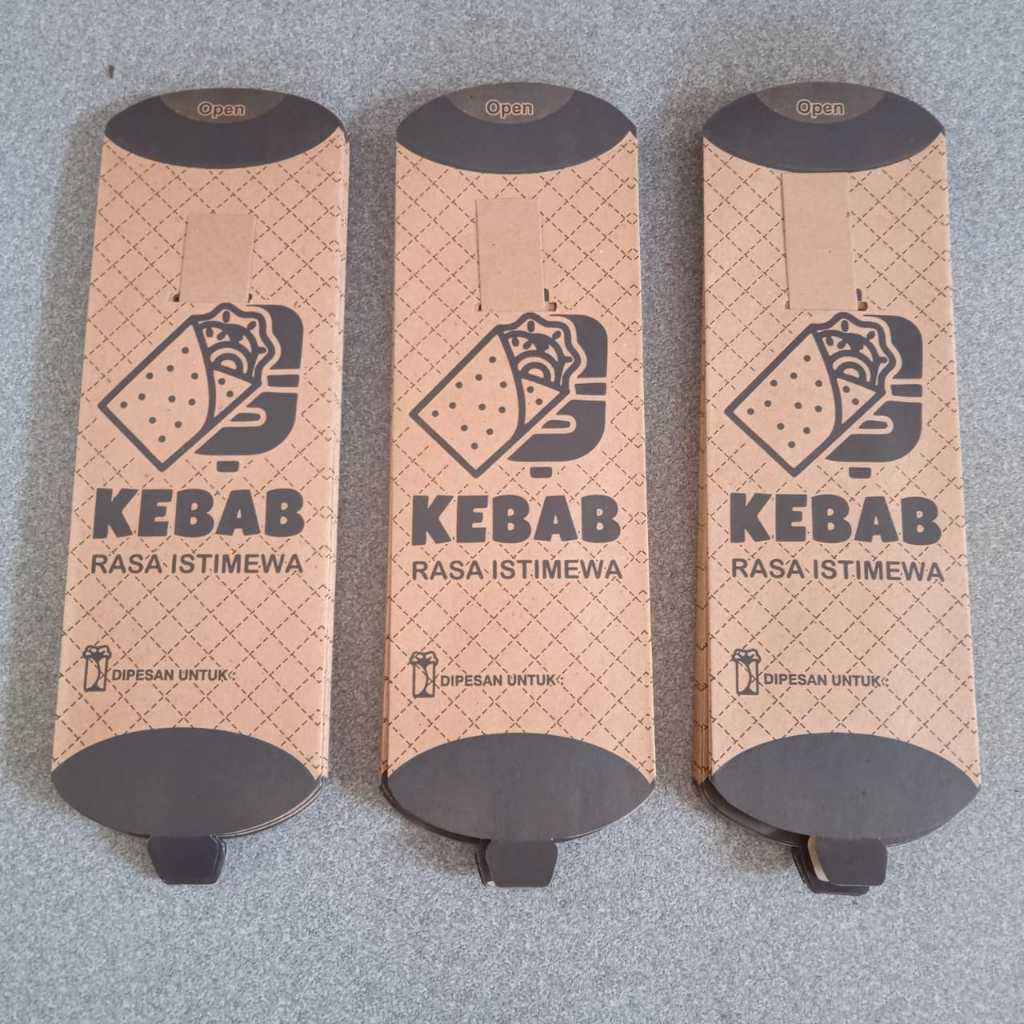 

300 Lembar dus kemasan kebab kraf / Bungkus kebab tarikan ukuran 9 x 20 cm