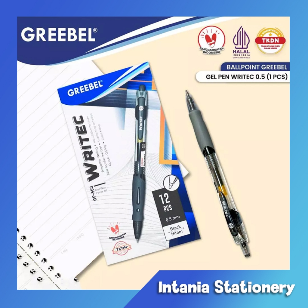 

GREEBEL PULPEN GEL / Gel Pen Writec GP-503 0.5 Hitam (1 PCS) / Ballpen Gel Ballpoint Bolpen Bolpoin Pena Gel
