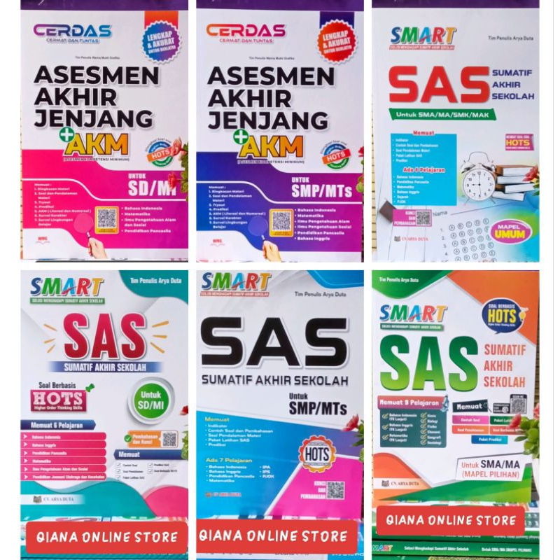 BUKU CERDAS/SMART ASSESMEN AKHIR AKM JENJANG SD,SMP,SMA,SMK, WMG ARYA DUTA