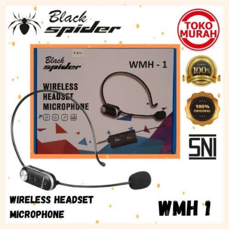 MIC WIRELESS HEADSET BLACK SPIDER WMH-1, MIC TANPA KABEL