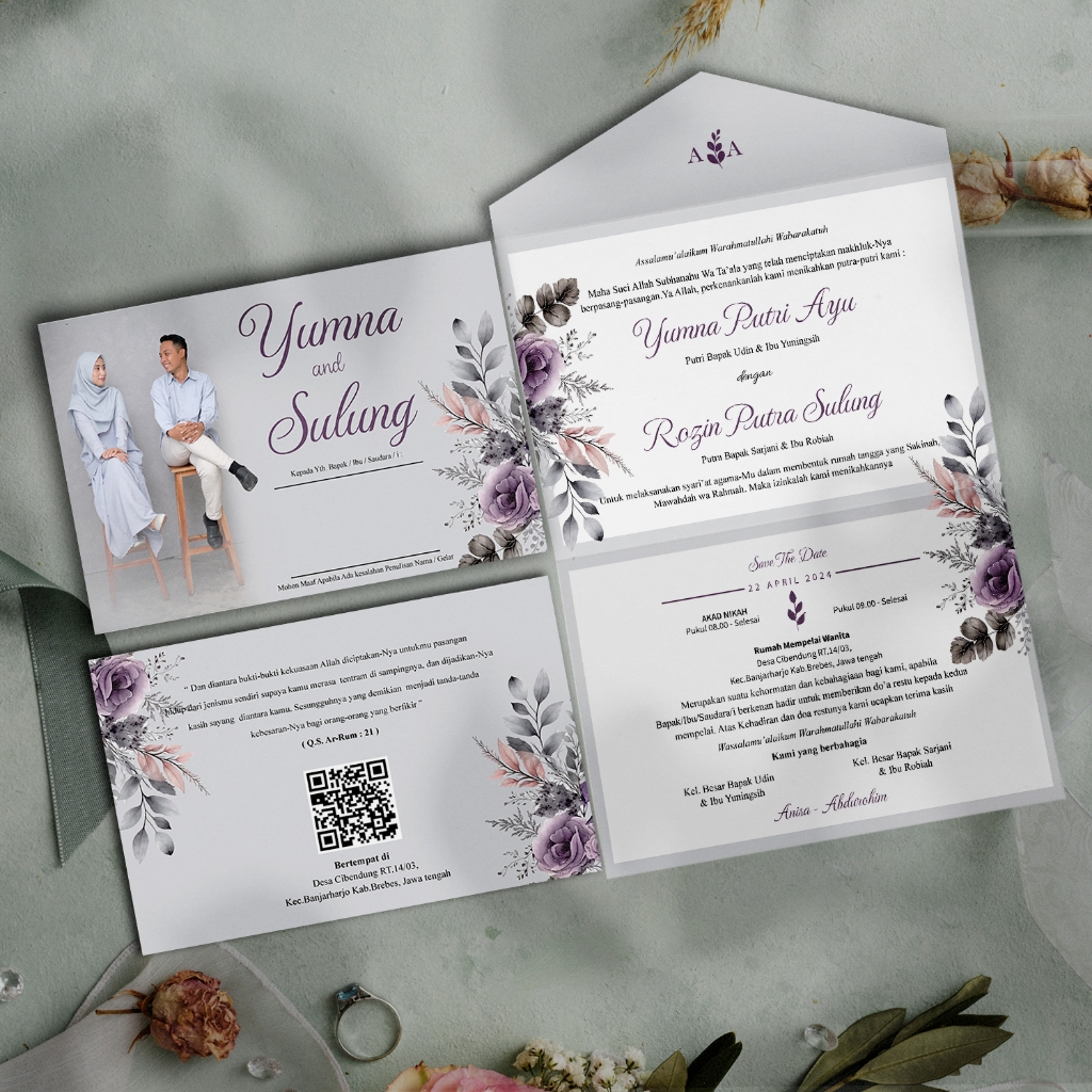 Undangan pernikahan foto semi amplop. undangan Pernikaha lipat tiga. Undangan Mewah, elegan full col