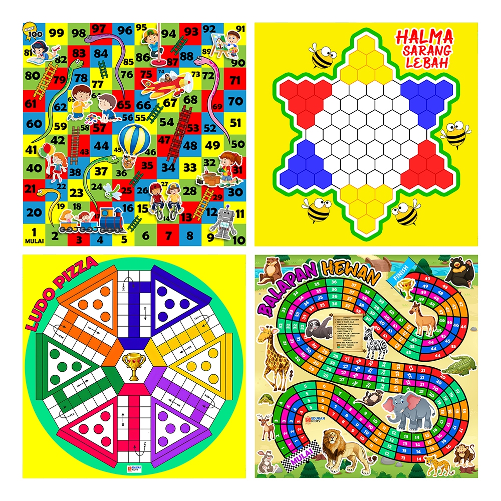 Ludo Pizza, HALMA Lebah, Ular Tangga Jumbo Anti Air BIsa Main Sampai 6 Orang