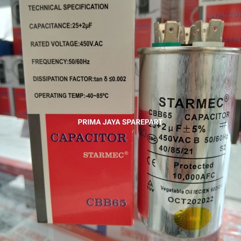 Kapasitor 25+2 uf Capasitor AC 25+2 mikro Starmec Original
