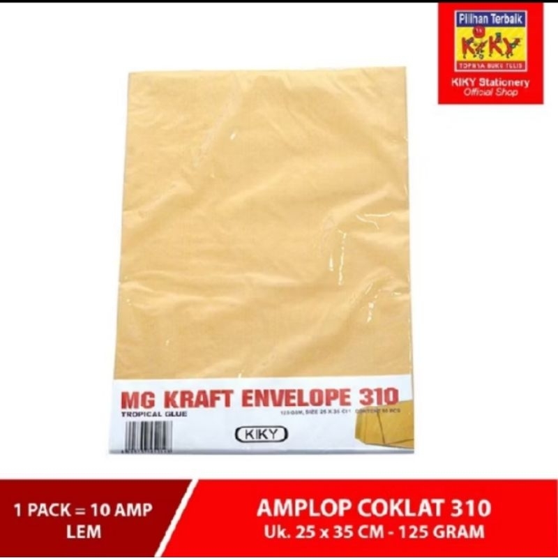 

Amplop Coklat Folio Kiky 310 polos Lem 125gr