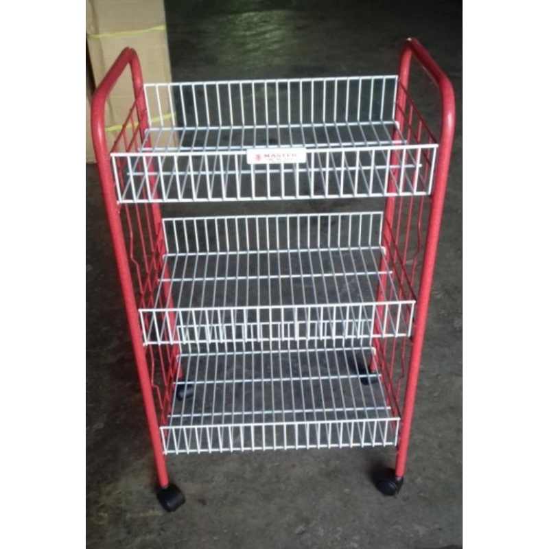 RAK SERBAGUNA RAK SALON RODA RAK BESI DORONG RAK MULTIFUNGSI MASTER 3 SUSUN