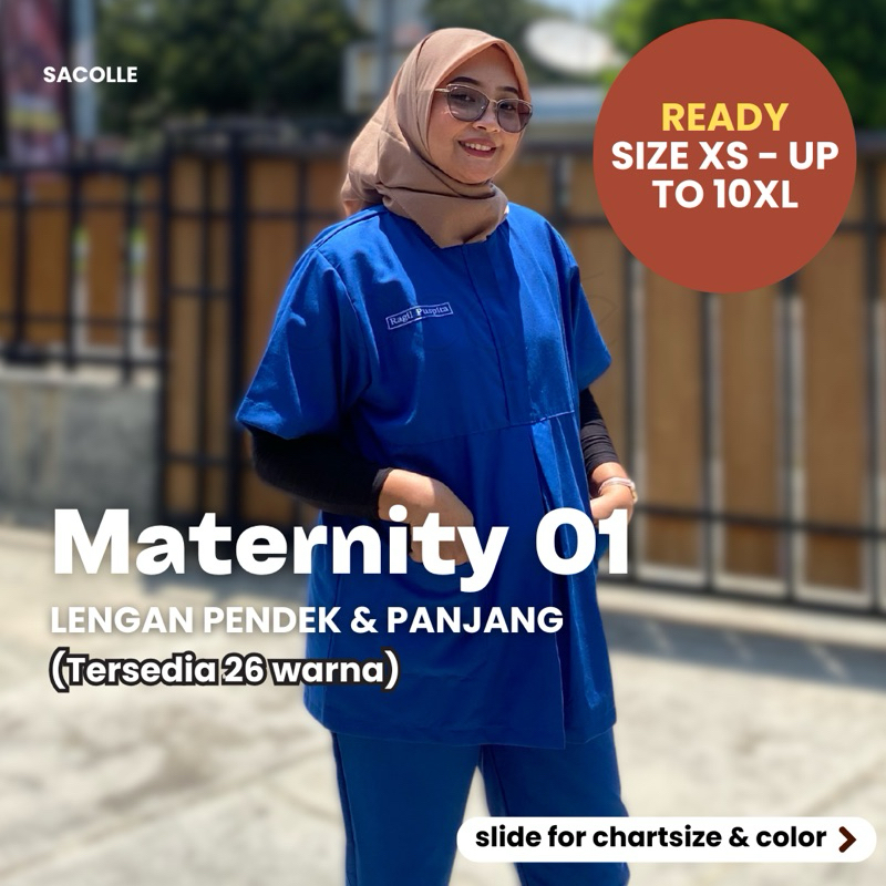 BAJU JAGA MATERNITY VER 01 SMALL - BIG SIZE - Lengan Pendek & Panjang / Baju Ok Oka Scrub Perawat Bu
