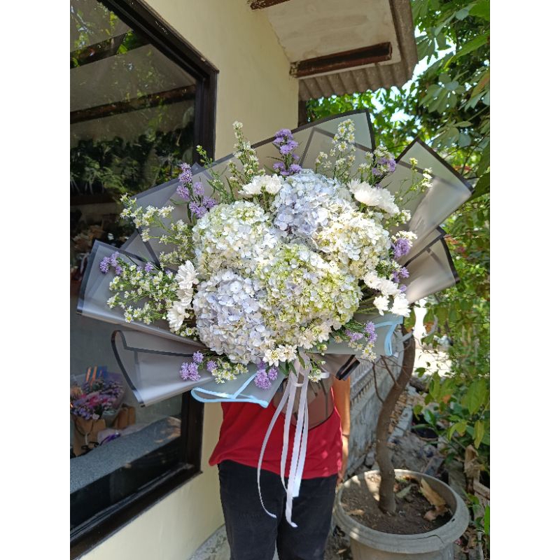 hydrangea fresh flower bouquet bunga asli segar fresh hortensia Surabaya