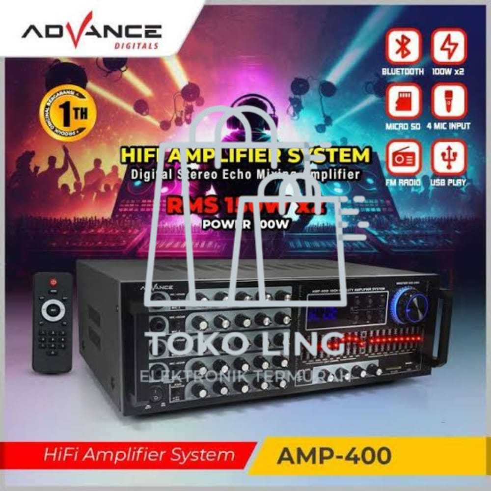 ADVANCE AMP-400 High Fidelity Amplifier Sound System Ampli Karaoke Equalizer Bluetooth Stereo - Gara