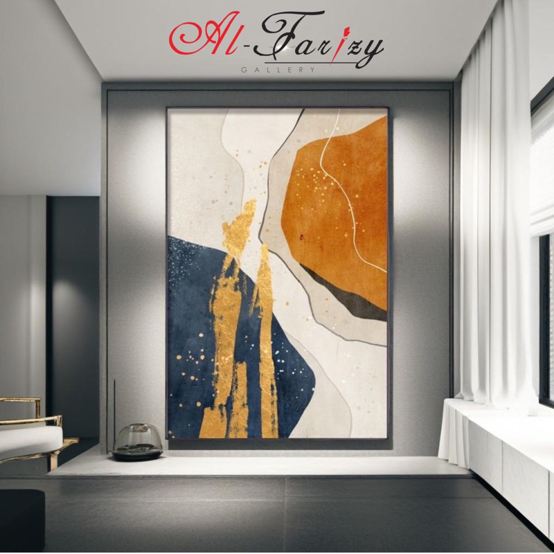 Hiasan Dinding Dekorasi Dinding Lukisan Abstrak Gold Minimalis Lukisan Aesthetic Unik
