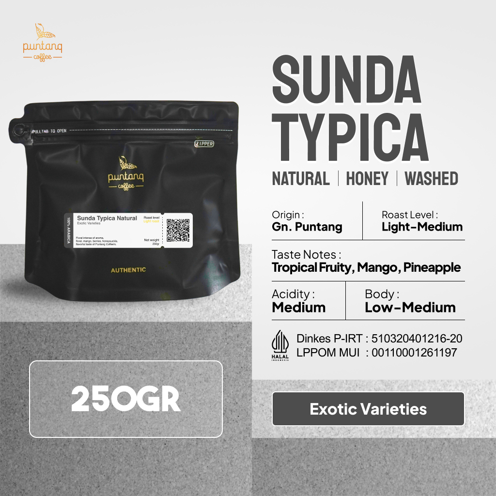 

Kopi hitam arabika SPECIALTY sunda typica gunung puntang 250gr Natural/Honey/Washed