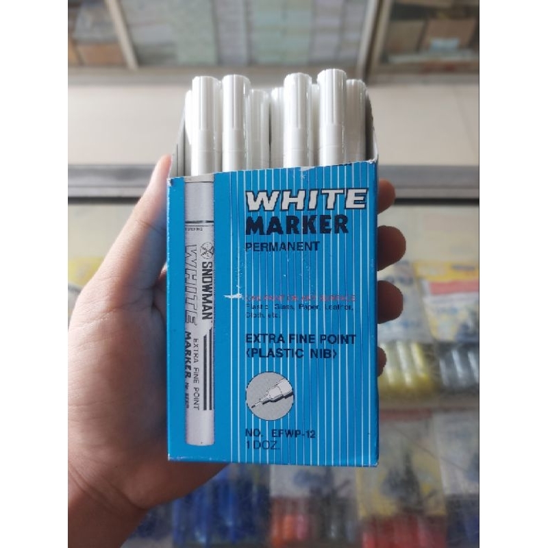 

Spidol Snowman White Marker/Permanent Marker EFWP-12 Warna Putih