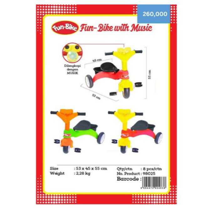 Sepeda Anak Roda 3 Funbike Musik