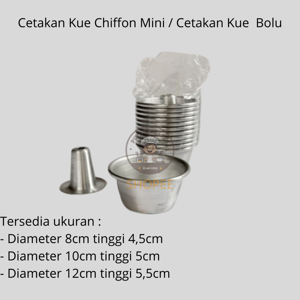 Cetakan Kue Chiffon Mini / Cetakan Kue  Bolu /  Loyang Bolu / Loyang Chiffon Mini Bongkar Pasang