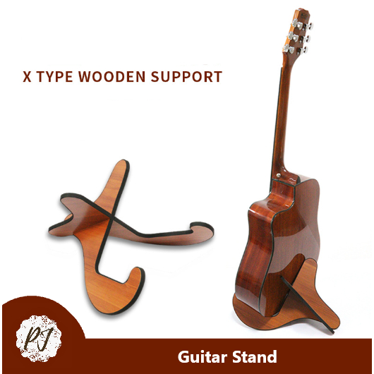 Foldable Stand Holder Guitar Classic Acoustic Electric Wood Wooden X Shaped Portable / Rak Kayu Gita