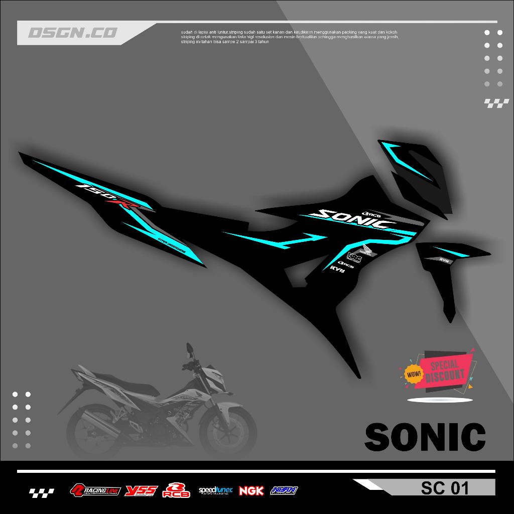 Striping Variasi Honda Sonic 150R / Sticker Honda Sonic variasi motif simple keren kode 01