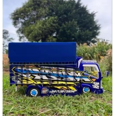 promo menarik miniatur truk truck trek bahan kayu roda kayu full variasi bonus terpal dan lampu main