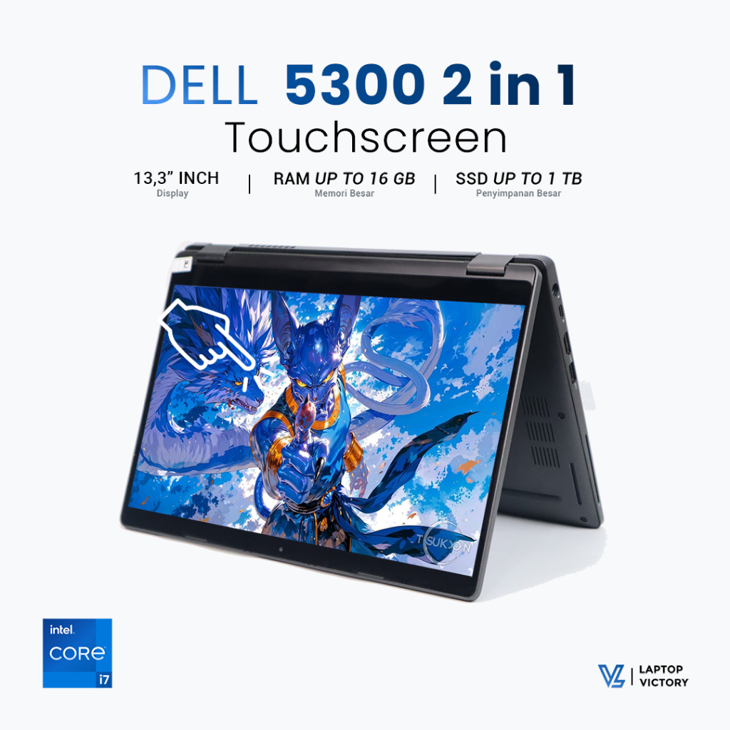Promo Dell Touchscreen 5300 2in1 Intel Core i5 gen 8 | Mode Tablet | Support Windows 11 Pro