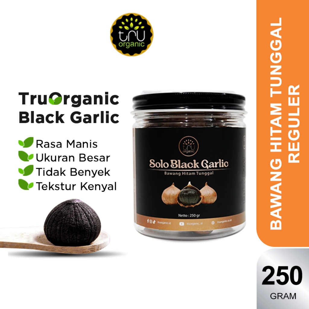 

(Uk. Besar) Black Garlic Solo 250gr - TruOrganic Bawang Hitam Tunggal | Bawang Putih Fermentasi