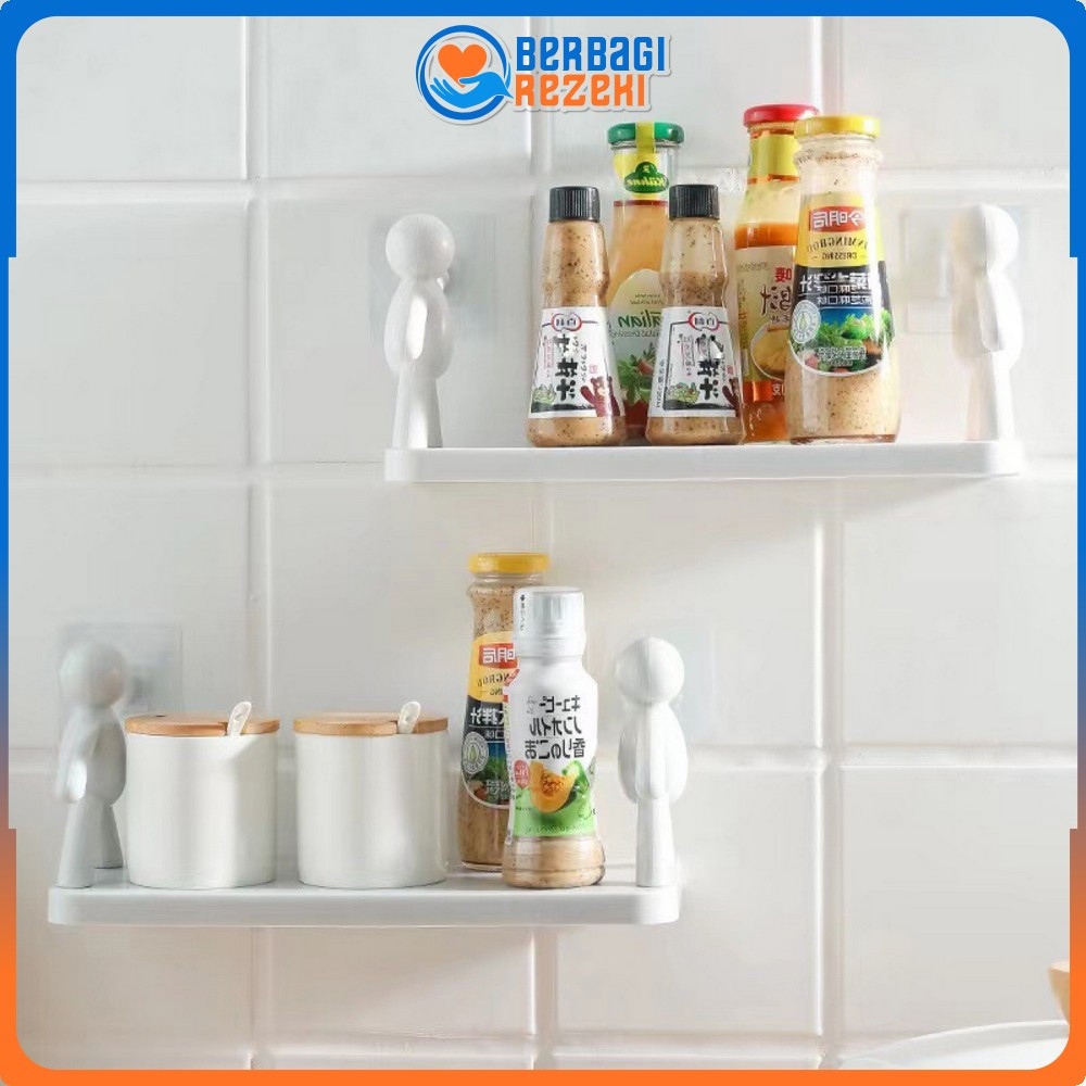 Rak Dapur Tempel Susun Minimalis Ambalan Dinding / Rak Gantung Hiasan Dinding Tanpa Paku BR C440