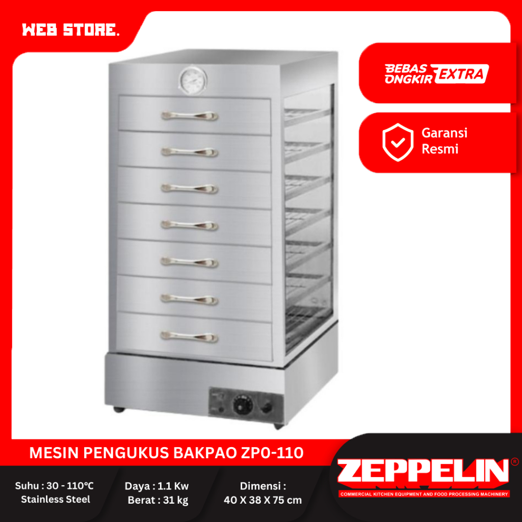 Mesin Pengukus Bakpao Dimsum Siomay / Steamer Bakpao Dimsum Siomay ZP0-110 Zeppelin
