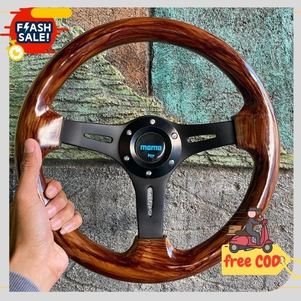 Stir racing variasi spoer kayu - stir kemudi wood momo variasi mobil universal