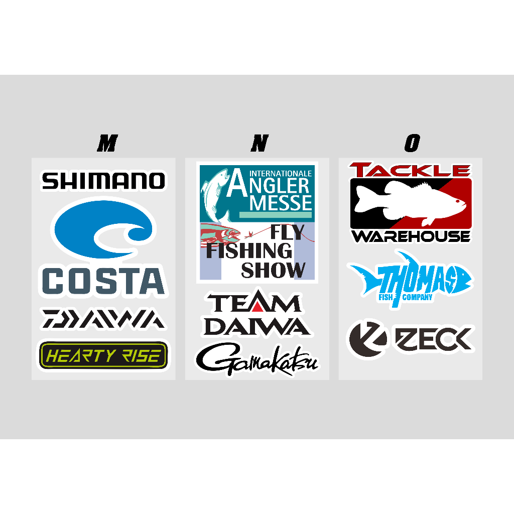 Stiker Pack Mancing isi 4pcs Logo Brand, Sticker Pancing Merk brand terkenal cutting bahan bagus awe