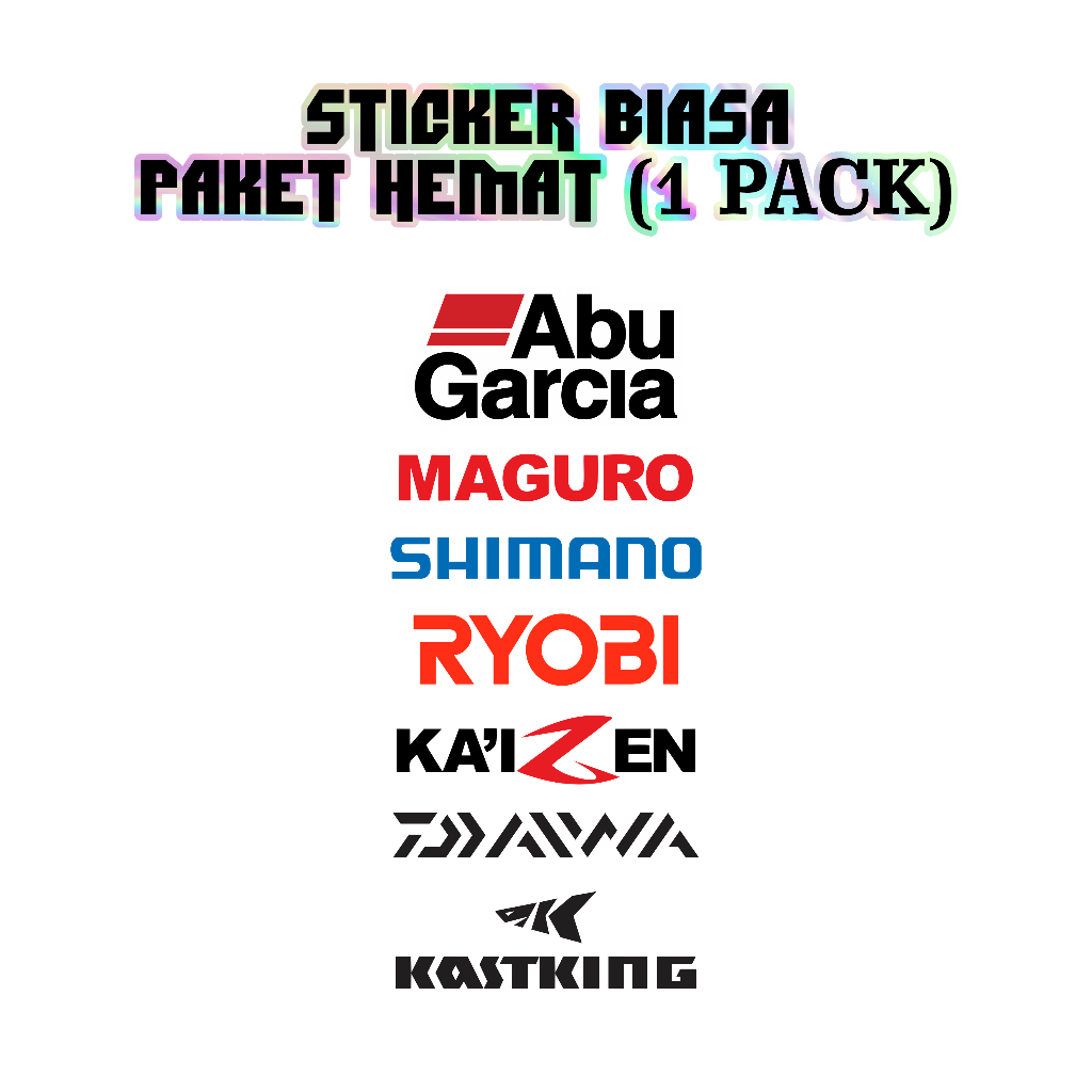 Stiker Pancing Pack Isi 7 Logo brand mancing terkenal  Murah Stiker untuk Tackle Box Kayak Kotak Lur