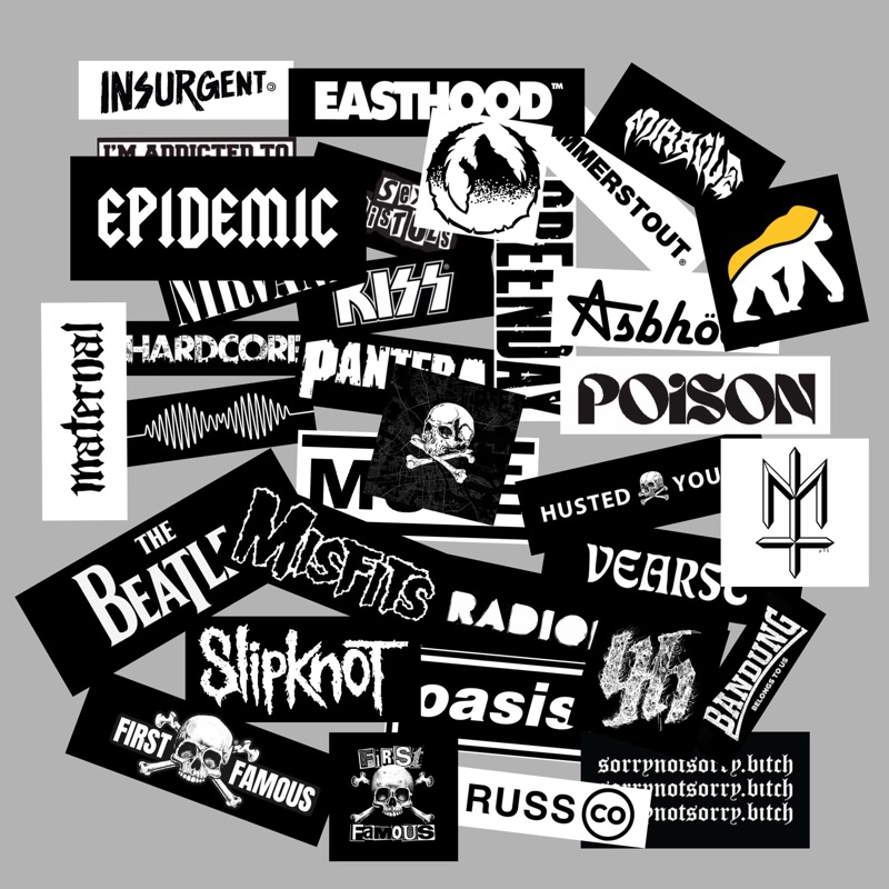 

34pcs STIKER PACK BRAND AND BAND, STIKER HELM, STIKER MURAH