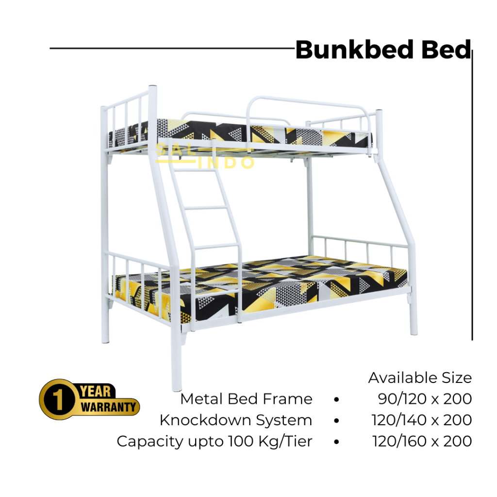 Ranjang Besi Susun Tingkat 2 Orio Bunkbed 90/120 x 200 minimalist