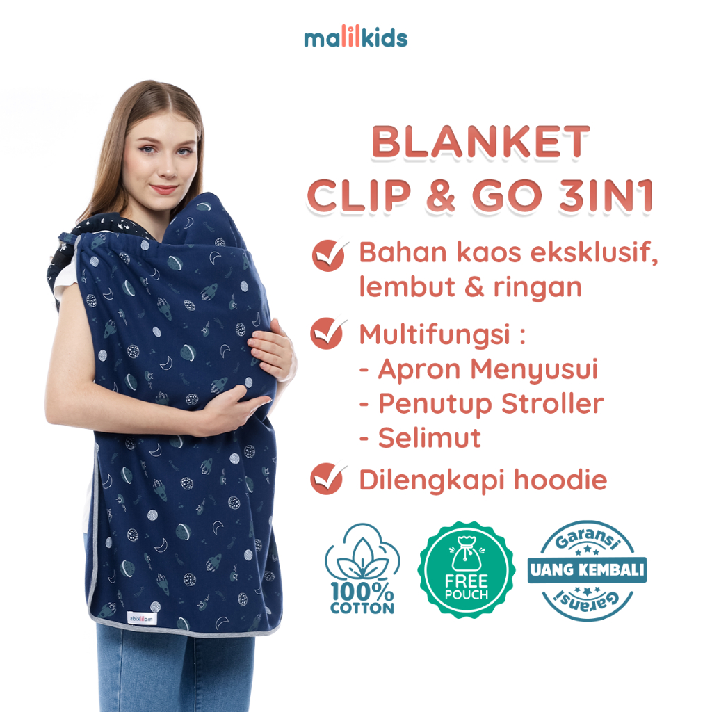 Malilkids Selimut Bayi Blanket Clip & Go 3in1 Series 1 terlaris terbaru
