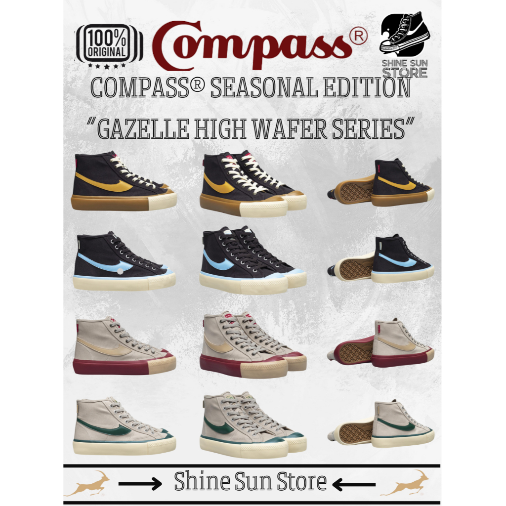 [ORIGINAL] Sepatu Compass Gazelle High Caramel // Choco Ice // Maroon // Green