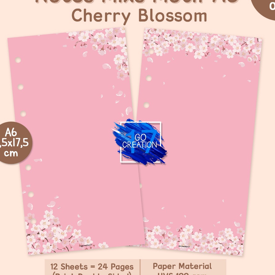 

Promo Buku Planner Refill Kes Binder Note Polos Plain Motif Cherry Blossom Motif Premium A6