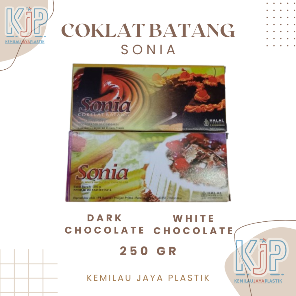 

Coklat Batang Sonia 250gr / Coklat Blok / Dark Coklat dan Coklat Putih