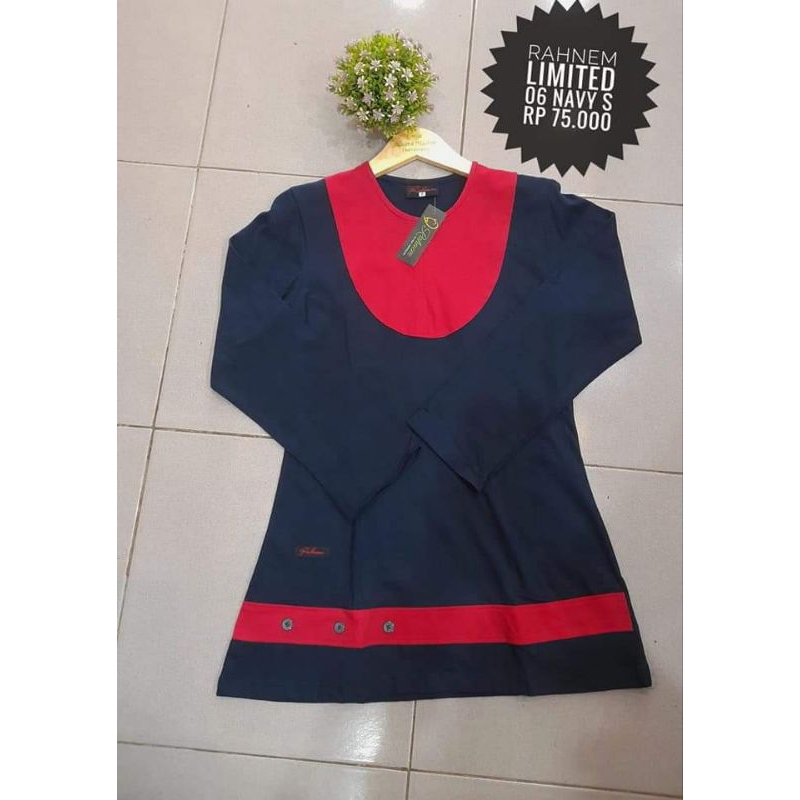 atasan Kaos || Tunik kaos || Rahnem Limited 06 Navy