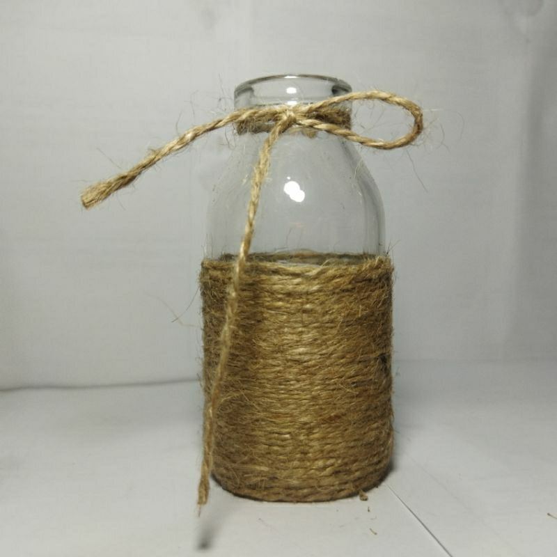 Vas botol kaca Tali Rami Aesthetic ukuran 100ml hiasan ruangan  sovenir hadiah dll.
