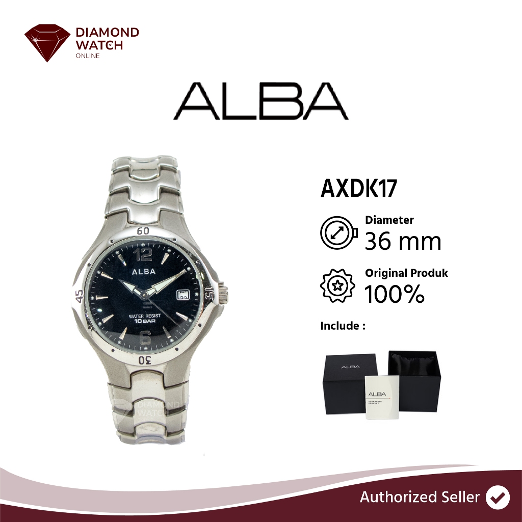 Alba Lumibrite 10 Bar 36 mm/9MM Black Dial Stainless Steel Strap AXDK17
