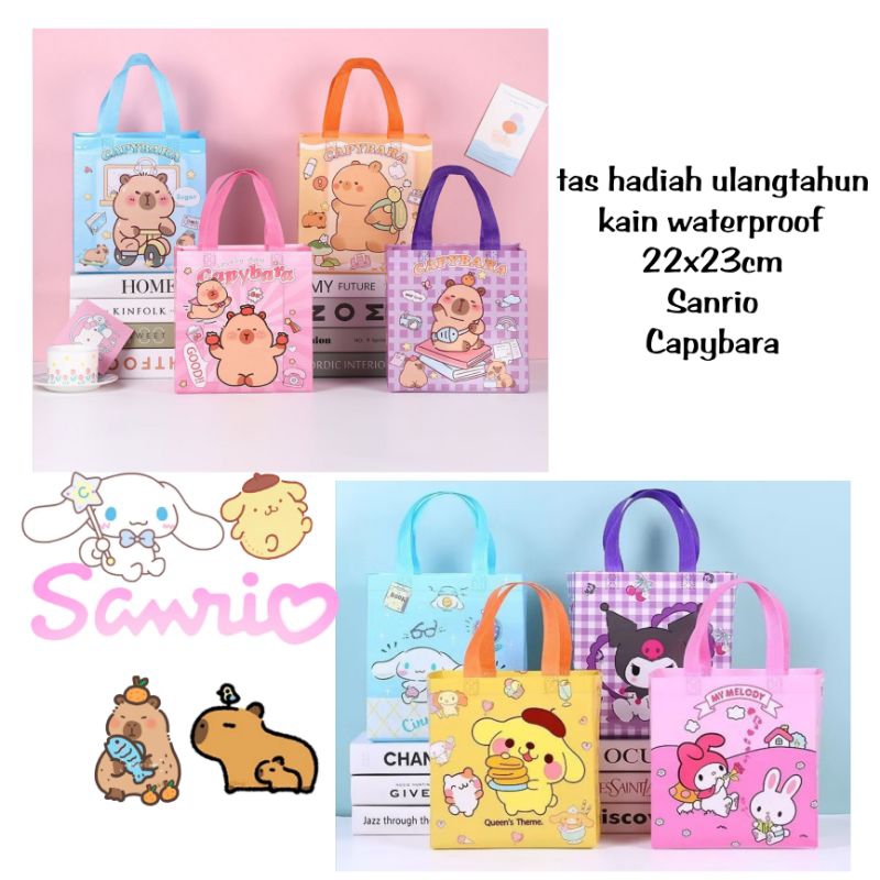 

GOODIE BAG SANRIO KUROMI CINNAMOROLL / CAPYBARA TAS TENTENG HADIAH ULANG TAHUN