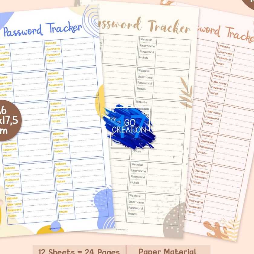 

Grosir Buku Planner Refill Kes Binder Password Tracker Motif Premium A6