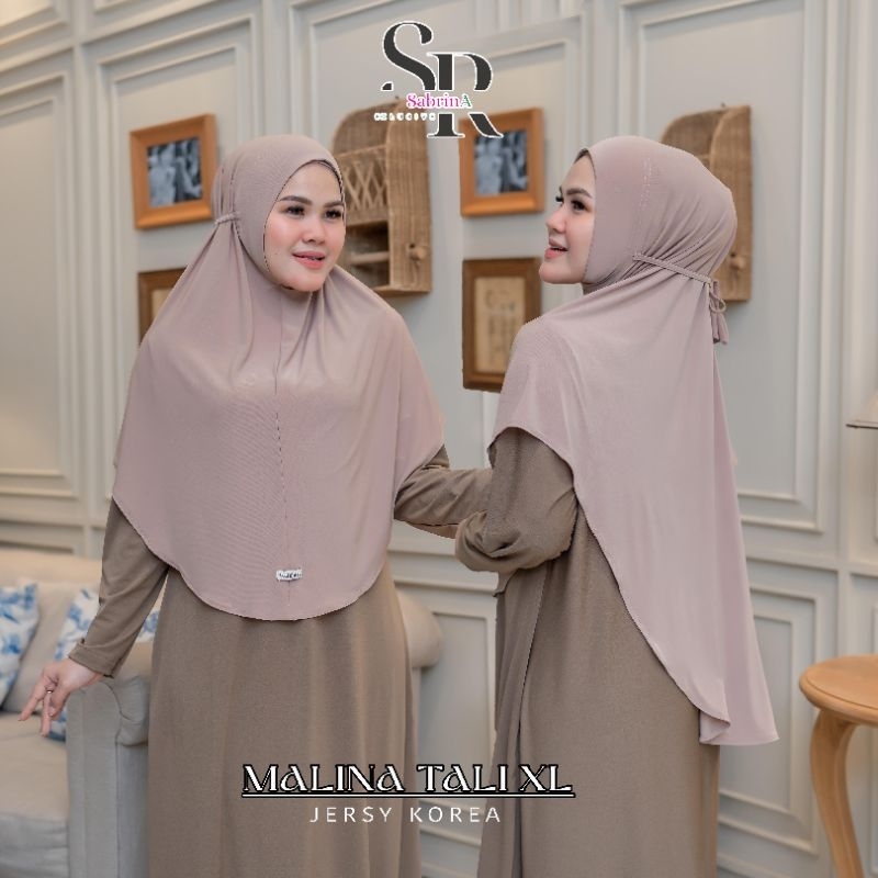 bergo malina instan + tali motif baru jilbab instan
