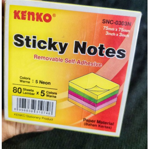 

FG2 Memo Sticky Notes Kenko SNC33N 1 set isi 5 warna