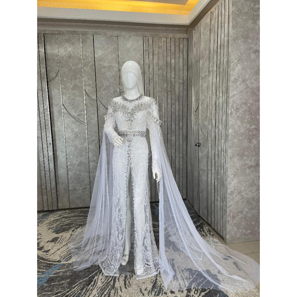 Kebaya pengantin modern akad Putih jumbo