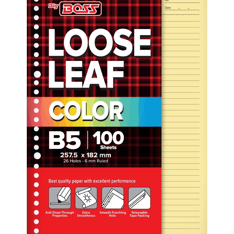 

KI3 Boss Loose Leaf B5 1 Lembar Rainbow BBO LL 1 B5 RBW