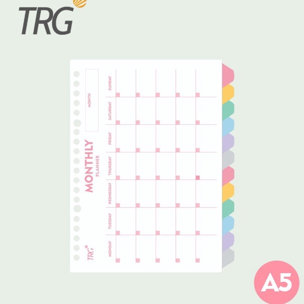 

KP8 TRG Pembatas Binder Loose Leaf A5 TRG 2 Holes 1 Tab Monthly Planner To Do List Divider Paper
