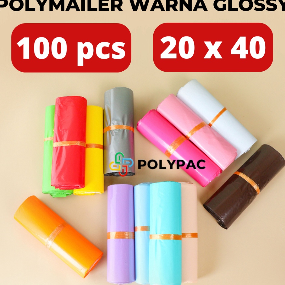 

Murah Polymailer Warna Glossy 2x4 isi 1 pcs Plastik Polymailer Lem Kantong Packing Online