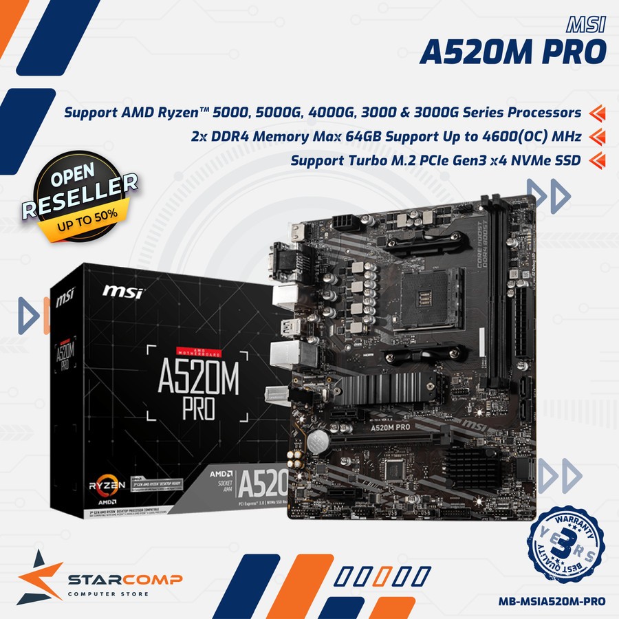 Motherboard MSI A520M-A PRO Socket AMD AM4 A520M A PRO A520 Chipset