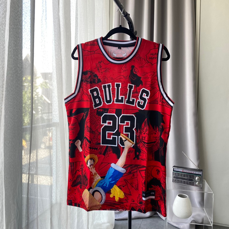 [ORIGINAL] Jersey Jordan Bulls #23 One Piece Merah Red Kaos Basket Baju Basket Tshirt