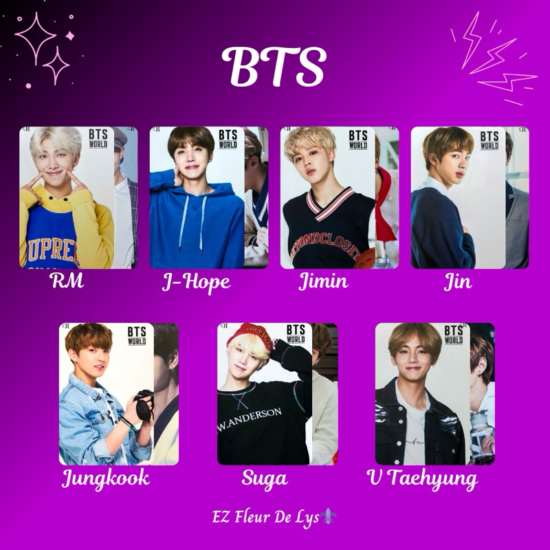 photocard replika pc unofficial BTS World RM J-HOPE JIMIN JIN JUNGKOOK SUGA V TAEHYUNG