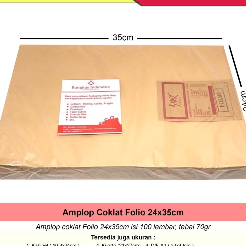 

Beli Amplop Coklat Folio 24x35cm