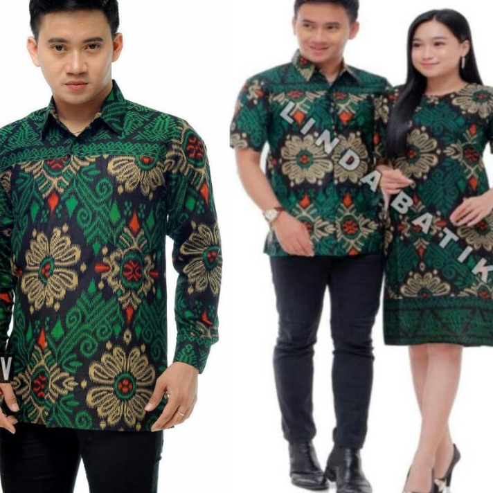 SERBA MURAH BAJU BATIK KEKINIANBAJU BATIK PRIA WANITA couple batik BATIK WARNA HIJAU BOTOL MOTIF SON