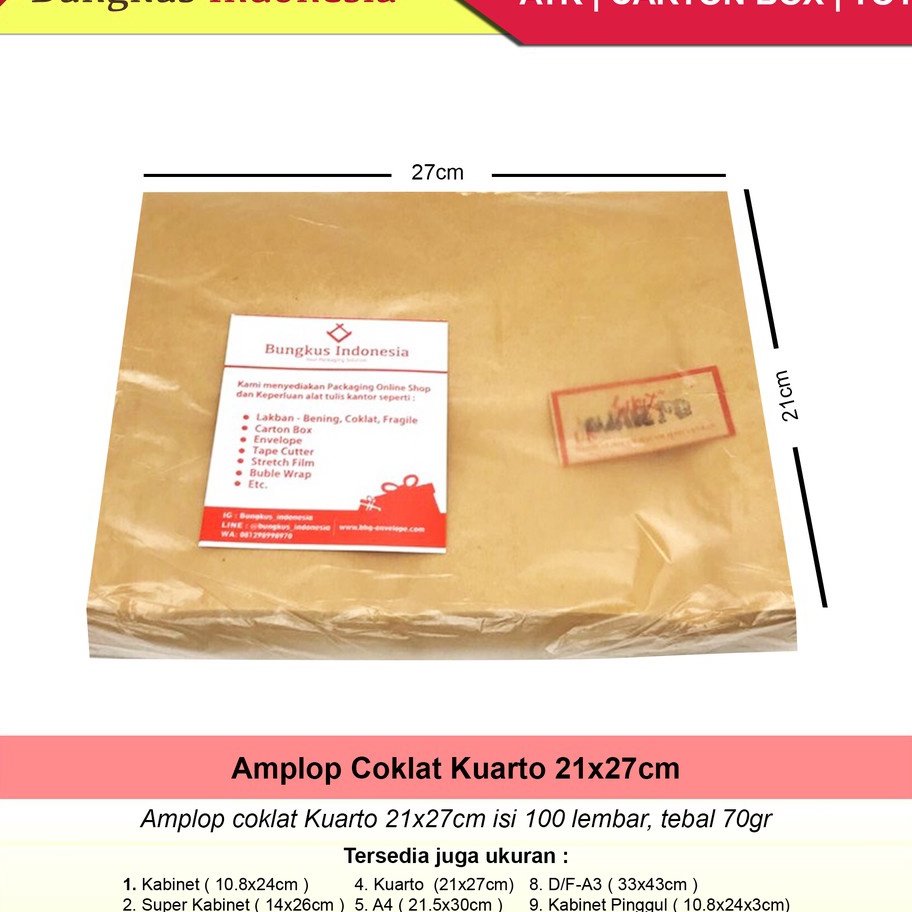 

KF7 Amplop Coklat Kuarto amplop coklat kwarto 21x27cm